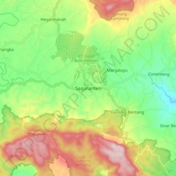 Mapa topográfico Sagaranten, altitude, relevo