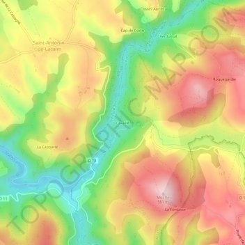 Mapa topográfico Cavaillé, altitude, relevo