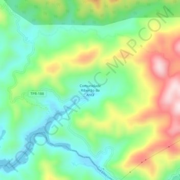 Mapa topográfico Comunidade Ribeirão da Anta, altitude, relevo