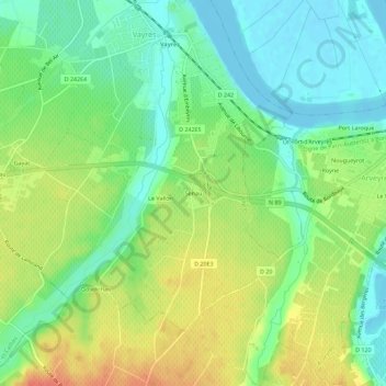 Mapa topográfico Senau, altitude, relevo