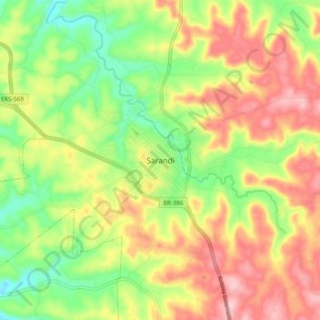 Mapa topográfico Sarandi, altitude, relevo