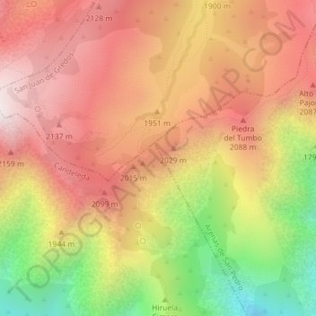 Mapa topográfico Puerto de Candeleda, altitude, relevo