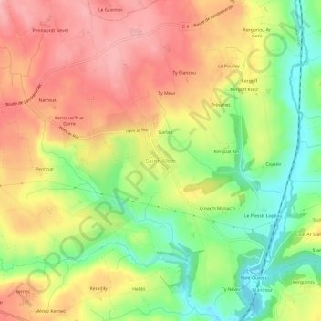 Mapa topográfico Saint-Albin, altitude, relevo