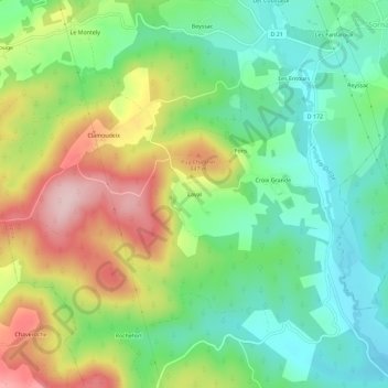 Mapa topográfico Laval, altitude, relevo