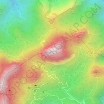 Mapa topográfico Pico da Tijuca, altitude, relevo