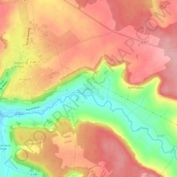 Mapa topográfico Odival, altitude, relevo
