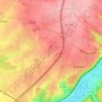 Mapa topográfico La Ratière, altitude, relevo