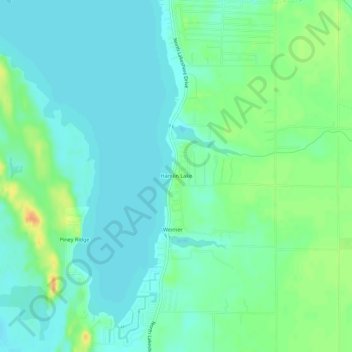 Mapa topográfico Hamlin Lake, altitude, relevo