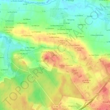 Mapa topográfico Bel-Air, altitude, relevo