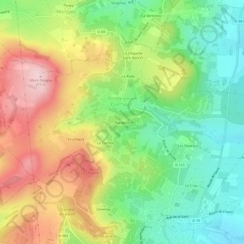 Mapa topográfico Rougeon, altitude, relevo