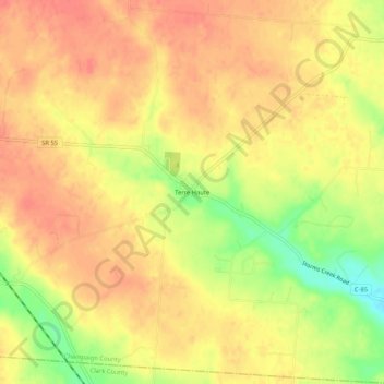 Mapa topográfico Terre Haute, altitude, relevo