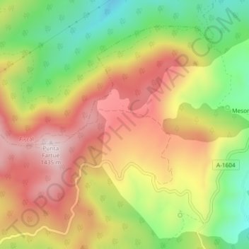 Mapa topográfico Fartué, altitude, relevo
