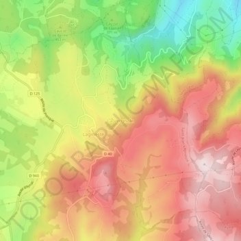 Mapa topográfico La Vergnole, altitude, relevo