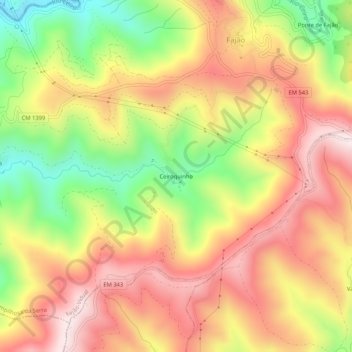 Mapa topográfico Ceiroquinho, altitude, relevo