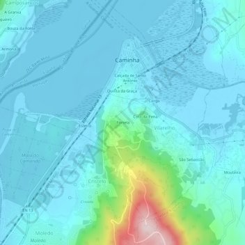 Mapa topográfico Portela, altitude, relevo