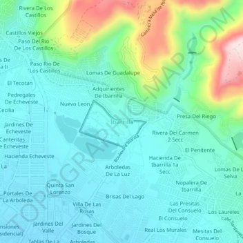 Mapa topográfico Ibarrilla, altitude, relevo
