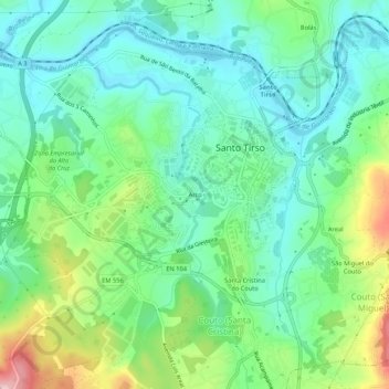 Mapa topográfico Arco, altitude, relevo