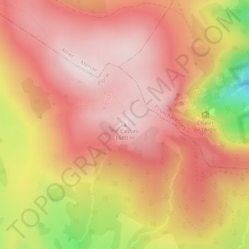 Mapa topográfico Pic Cassini, altitude, relevo