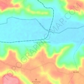 Mapa topográfico Lagoa Redonda, altitude, relevo