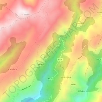 Mapa topográfico Muriellos, altitude, relevo