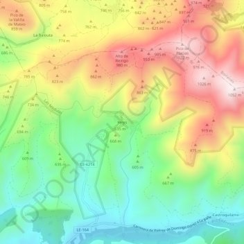 Mapa topográfico Yeres, altitude, relevo