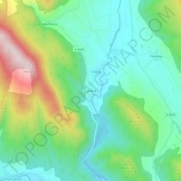 Mapa topográfico Caranca, altitude, relevo
