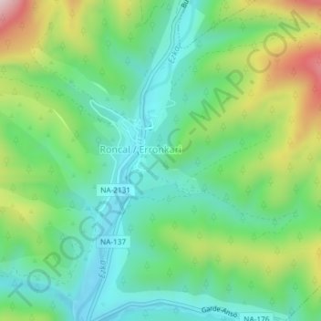 Mapa topográfico El Castillo, altitude, relevo