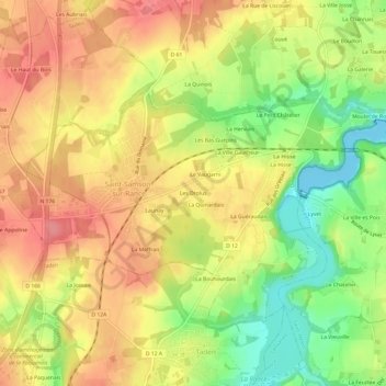 Mapa topográfico Les Drolus, altitude, relevo