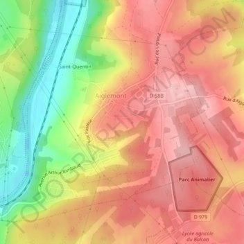 Mapa topográfico L'Eteignère, altitude, relevo
