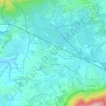 Mapa topográfico Le Malsaucy, altitude, relevo