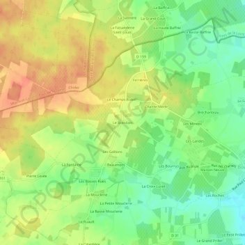 Mapa topográfico Le Brandais, altitude, relevo