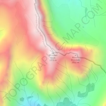 Mapa topográfico Rockwall Peak, altitude, relevo