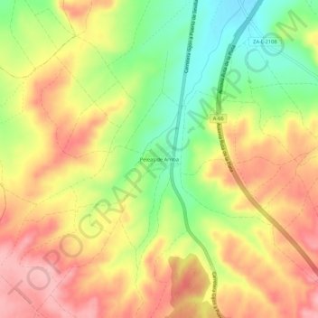 Mapa topográfico Peleas de Arriba, altitude, relevo