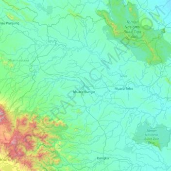 Mapa topográfico Bathin III, altitude, relevo