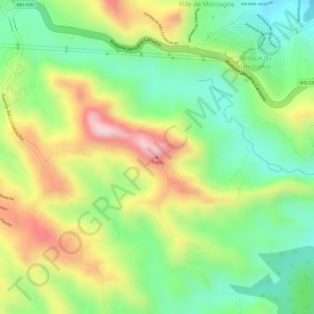 Mapa topográfico Topo, altitude, relevo