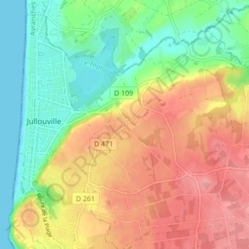 Mapa topográfico Bouillon, altitude, relevo