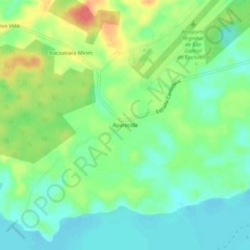 Mapa topográfico Aparecida, altitude, relevo