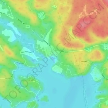 Mapa topográfico Rosseau, altitude, relevo