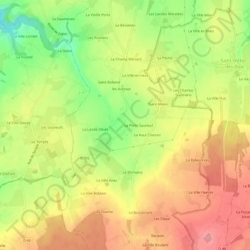 Mapa topográfico Olivet, altitude, relevo