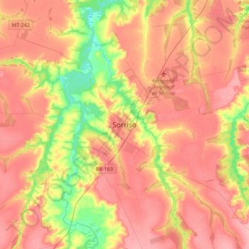 Mapa topográfico Sorriso, altitude, relevo