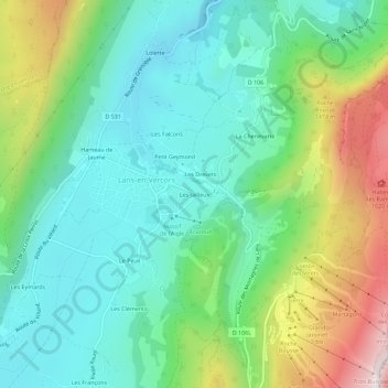 Mapa topográfico Les Jailleux, altitude, relevo