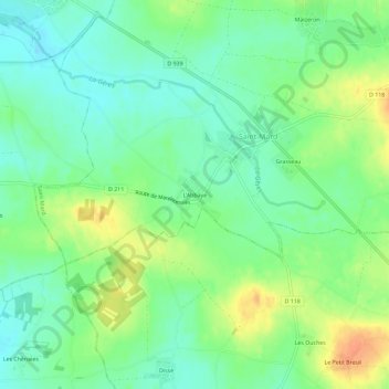 Mapa topográfico L'Abbaye, altitude, relevo