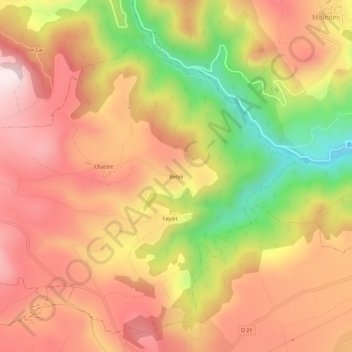 Mapa topográfico Beteil, altitude, relevo