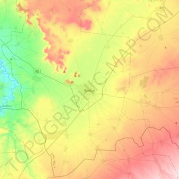 Mapa topográfico As-Salamiye, altitude, relevo