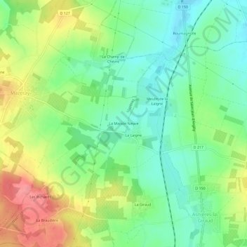 Mapa topográfico La Maison Neuve, altitude, relevo