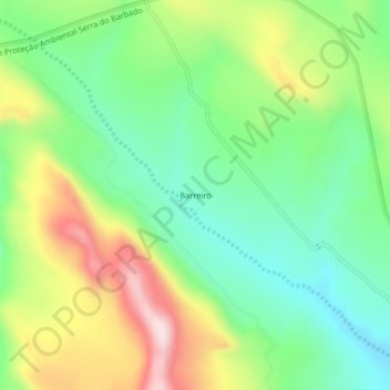 Mapa topográfico Barreiro, altitude, relevo