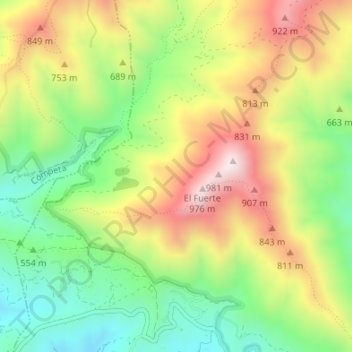 Mapa topográfico Acebuchal, altitude, relevo