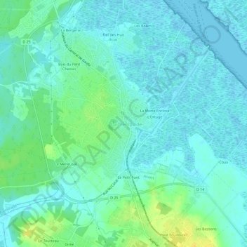 Mapa topográfico La Tremblade, altitude, relevo