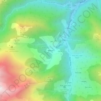 Mapa topográfico Mourtis, altitude, relevo
