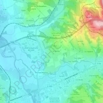 Mapa topográfico Le Fau, altitude, relevo